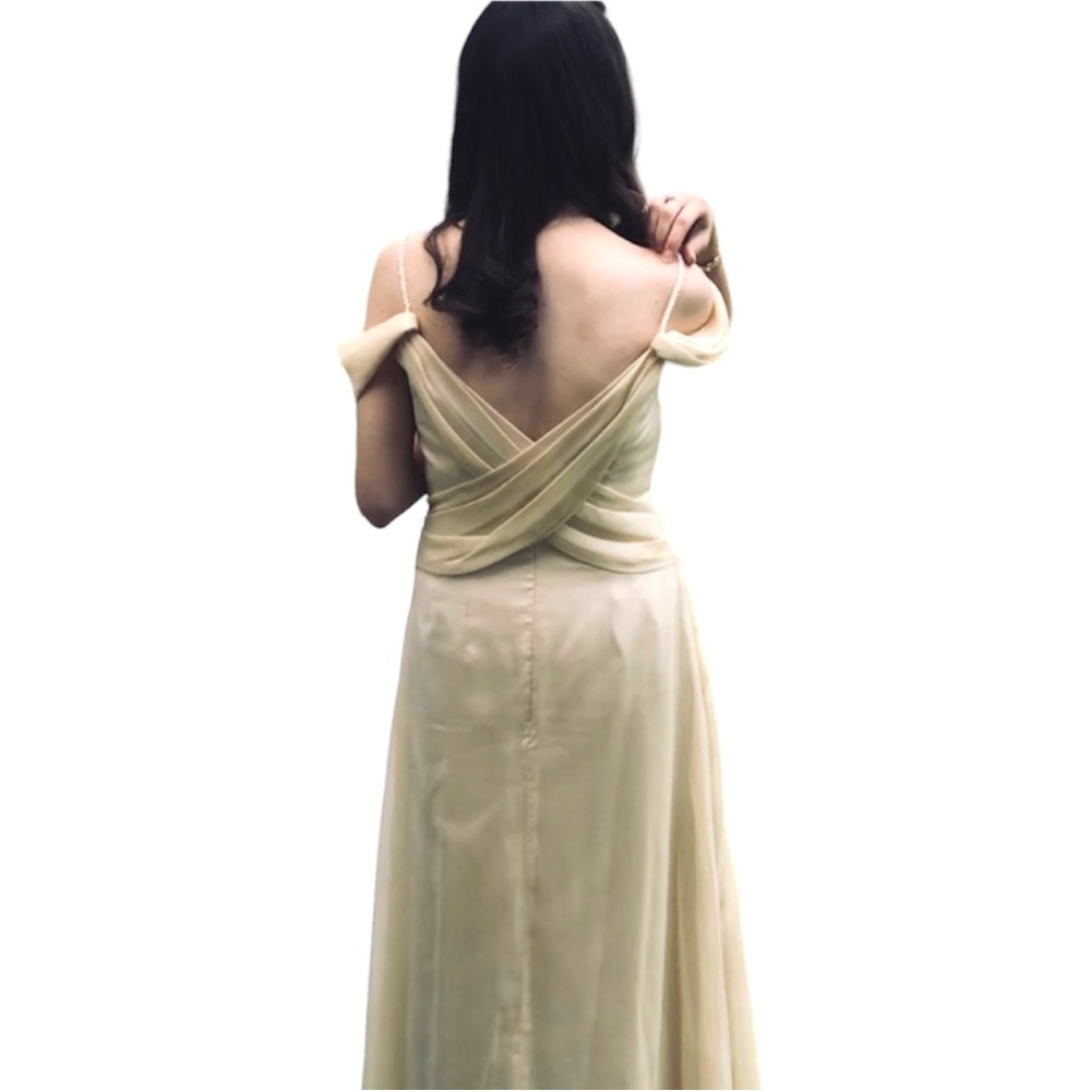 Del Olmo Beige Cream Champagne Dress